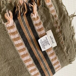 Wilfred Mixed Stripes Blanket scarf is army green
